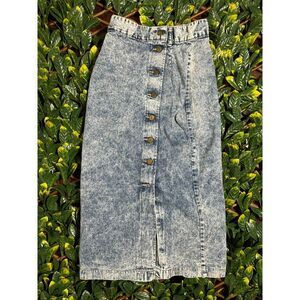 Vintage MADE IN USA American Profile Dungarees Denim Midi Skirt Size 25 Waist